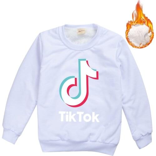 TIK TOK Winter Thickening Childrens Fleece Sweater Cartoon Printed Boys Girls Baby Warm Clothes Long Sleeve