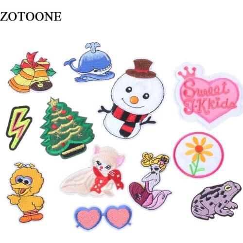 ZOTOONE Cartoon Animal Iron on Patch DIY Applique Sewing on Patches Christmas Snowman Badges for Clothes Bag Clothing Coat E