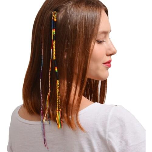 1PC Bohemian vintage ethnic style handmade cotton woven rope tassel hair band