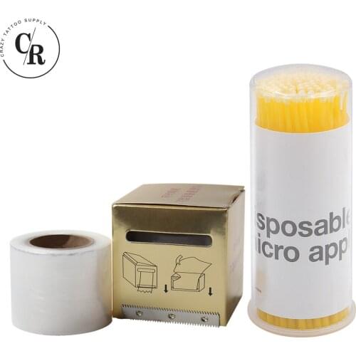 100Pcs Disposable Micro Eyelash Brush And 1 box Microblading Clear Plastic Wrap Preservative Film For Permanent Makeup