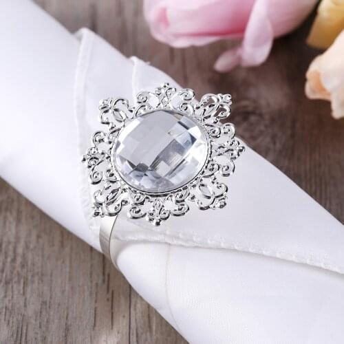 12pcs Acrylic Napkin Rings Napkin Holders Wedding Banquet Dinner Decoration (Rosy)