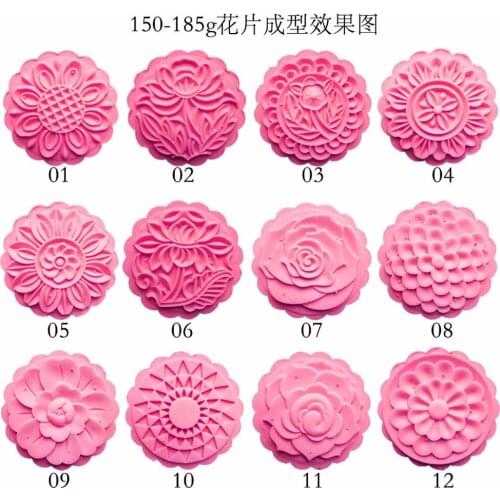 150g-185g round shape mix design Mooncake mung bean cake Molds mould with 4 Stamps plastic hand pressure , 50sets/lot