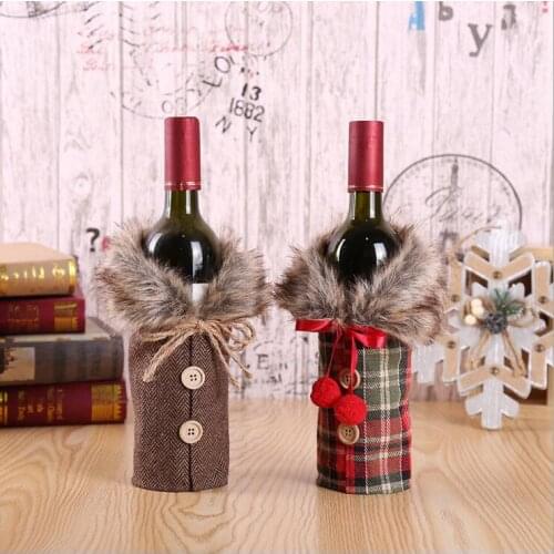 2pc/lot Christmas Wine Bottle Cover Wine Bottle cloth New Year Gift Bag Dinner Room Decor Christmas Party Decor
