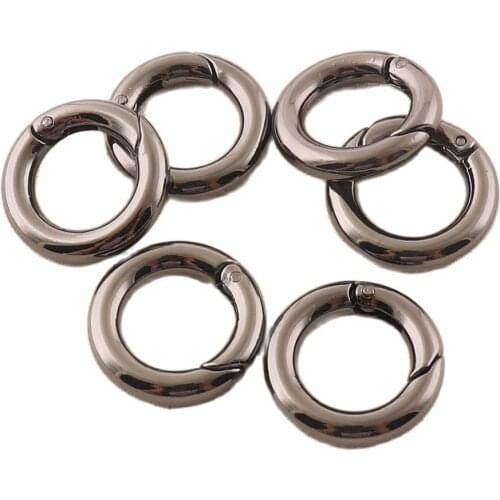 20 pcs Spring O-Ring Buckles Gun black Carabiner Purses Handbags Round Push Trigger Snap Hooks Carabiner Snap Hook Zinc Alloy