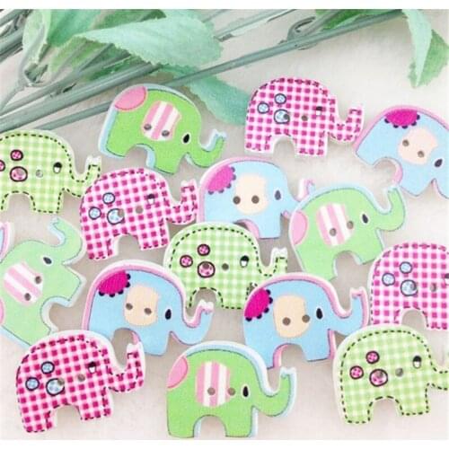30pcs Mix Color Baby Elephant Carton Baby Sewing Craft Button Lots 20X29mm WB119