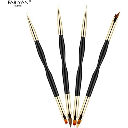 4pcs Painting Draw Liner Nail Art Brush Pen Tips Line Extension Builder Jagged Gradient French Round Flat Acrylic Manicure Tools