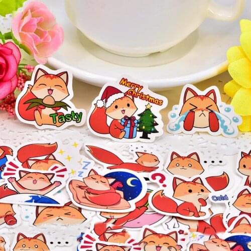40pcs kawaii Cute Cartoon fox Decoration Adhesive Stickers Diy Paper Stickers Diary Sticker Scrapbook Stationery Stickers