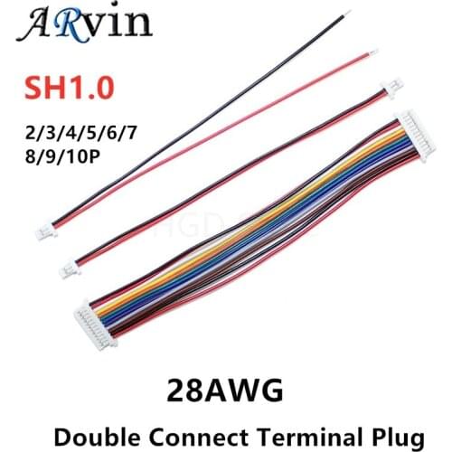 5PCS 100MM SH 1.0 Wire Cable Connector DIY SH1.0 JST 2/3/4/5/6/7/8/9/10 Pin Electronic Line Double Connect Terminal Plug 28AWG