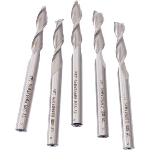 5Pcs HSS Straight Shank End Mill 2 Flutes Extended Milling Cutter CNC Bit Kit 6mm Mayitr