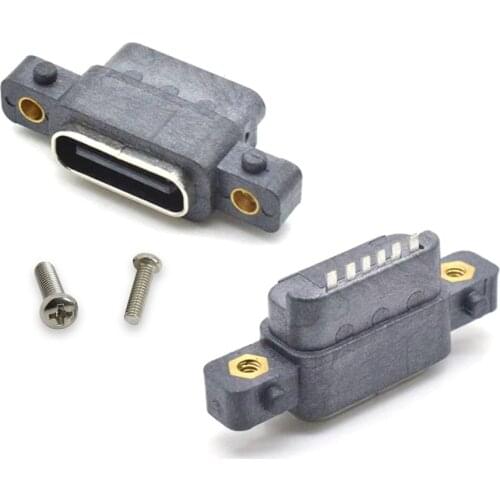 5pcs USB 3.1 Type-C 6 Pin Female Socket SMD DIP Connector With Screw Hole For DIY PCB Design High Current Fast Charging Port Jac