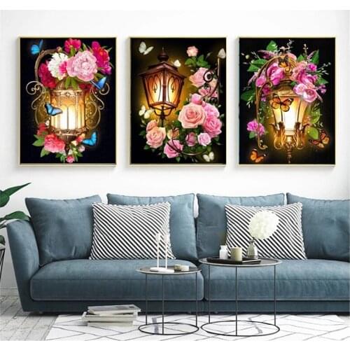5D Diy Diamond Painting Flower Lantern Butterfly Full Square Round Drill Embroidery Picture Of Rhinestone Mosaic StickersZP-2689
