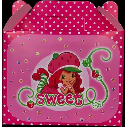 6pcs/lot Strawberry Girl theme gift boxes Strawberry Girl party decorations baby shower party supplies Strawberry candy boxes