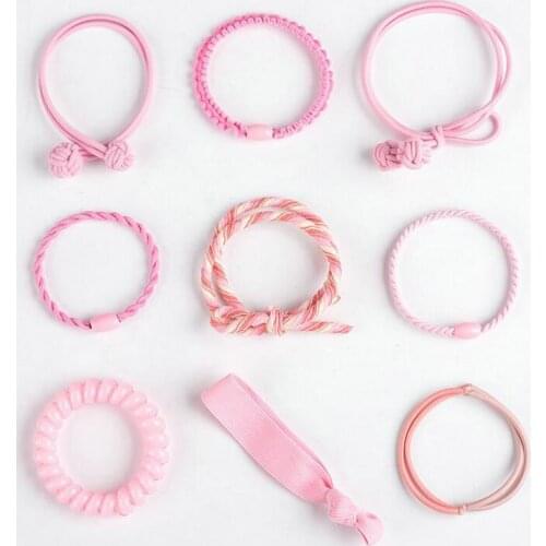 9 Pcs/set Elastic Rubber hair bands Girls Candy Color Rubber Band Women Telephone Line Elasticity Hair rings Circle Headwear