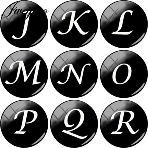 JWEIJIAO Alphabet Black English Letters DIY Glass Cabochon Dome Image Demo Flat Back Jewelry Findings For Earrings Necklace