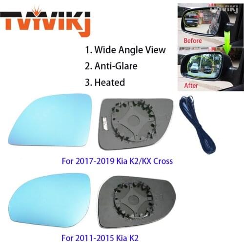 TVYVIKJ Side Rearview Mirror Blue Glass Lens For KIA K2 KX Cross 2011-2019 Wide Angle View anti glare door mirror
