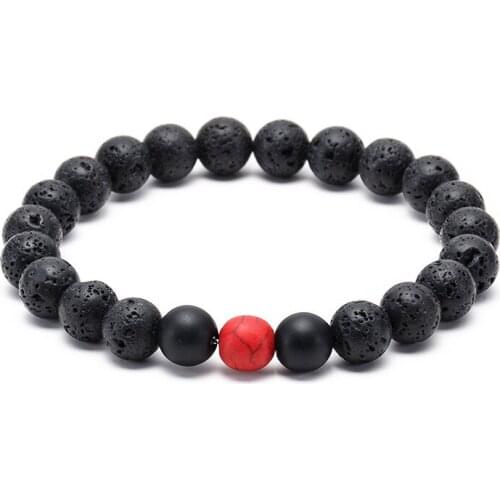 2020 New Hot Selling Natural Stone Lava Volcanic Rock Matte Onxy Charms Unisex Bangle Bracelet For Women Men Wedding Gift