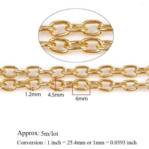 Aluminum Metal Silver Rose Gold O Shape Necklace Chains Bulk Fit Bracelets Findings Open Link Chain For DIY Jewelry Making