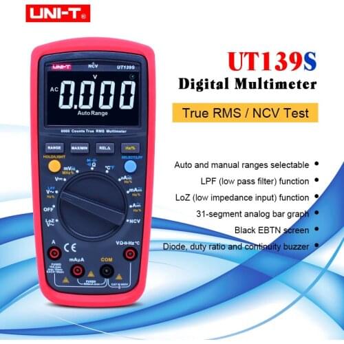 UNI-T UT139S True RMS Digital Multimeter, LPF (low pass filter)/LoZ (low impedance input) function/Temperature Test EBTN Display