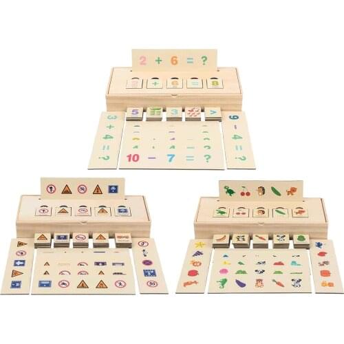 Kids Wooden Montessori Match Toys Knowledge Learning Festival Birthday Gift