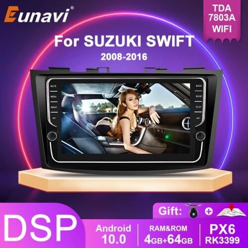 Eunavi Double 2 Din Android 10 Car Radio DVD Multimedia Video Player For Suzuki Swift 2008 2009 2010 2011 - 2016 GPS Navigation