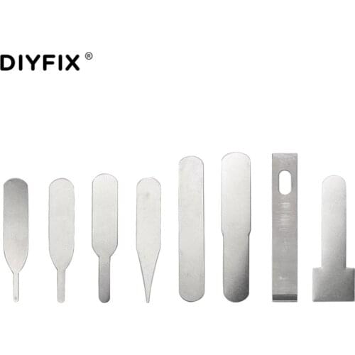 DIYFIX 8Pcs IC Chip Repair Thin Blade Tool CPU Remover for iPhone Processors NAND Flash Logic Board Repair Tool (No Handle)
