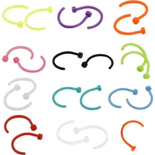 2pcs fashion bio-plastic nose ring nose studs womens piercing 20G mix colors 7mm body pircing jewelry anti-allergic surgical