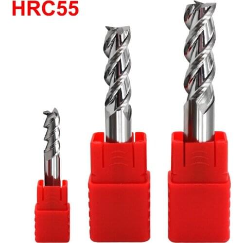 HRC55 3 Flutes Blade Solid Carbide End Mill for Aluminum CNC Milling Cutter Alloy Tungsten Steel Router Bits CNC Machine