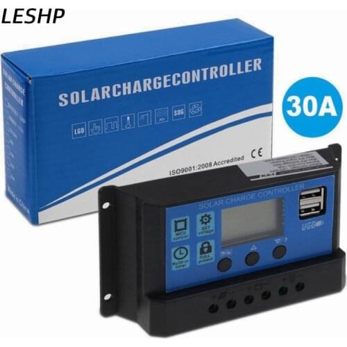 30A PWM Solar Charge Controller 12/24V Auto PWM LCD DualUSB 5V Output Solar Cell Panel Regulator Home BatteryCharger