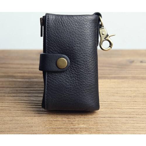 TOP Genuine Leather Housekeeper Key Organizer Male Keychain Leather with Key Holder Man Pouch Housekeeper High Quality