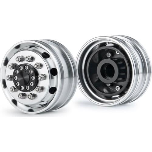 2Pcs Metal Front Wheel Hub Wheel Rim 10 Spoke for 1/14 Tamiya Trailer Tractor Truck RC Crawler Car Upgrade Parts