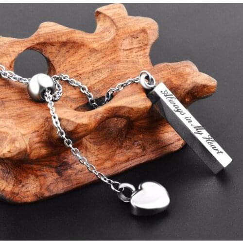Fashion Heart Cremation Necklace for Urn Ashes Always in my heart Stainless Steel Pendant Keepsake Memorial Jewelry