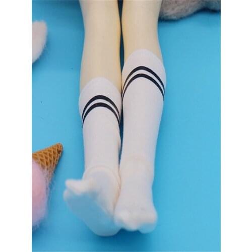 New 1Pair Preppy Style Socks Black Stripe White Socks for blyth licca 1/6 bjd dolls accessories clothes for dolls