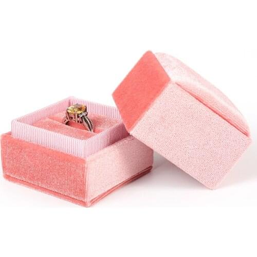 New Velvet Pink Wedding Ring Jewelry Display Gift Packaging Box Six Colors For Female Earrings Necklaces Jewellery Organizers
