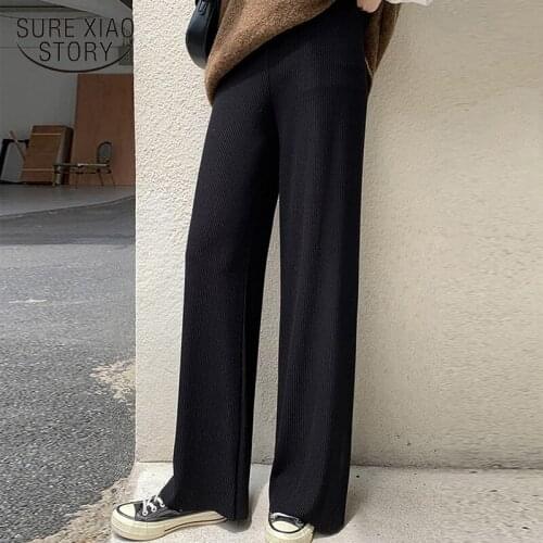 High Waist Solid Autumn New Sweatwear Women Pantalon Femme Woman Pants Trousers Winter Pants Straight Solid Wide Leg Pants 11390