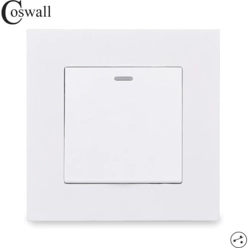 COSWALL Simple Style PC Panel 1 Gang 2 Way Pass Through On / Off Stair Light Switch Switched Wall Rocker Switch AC 12-250V 16A