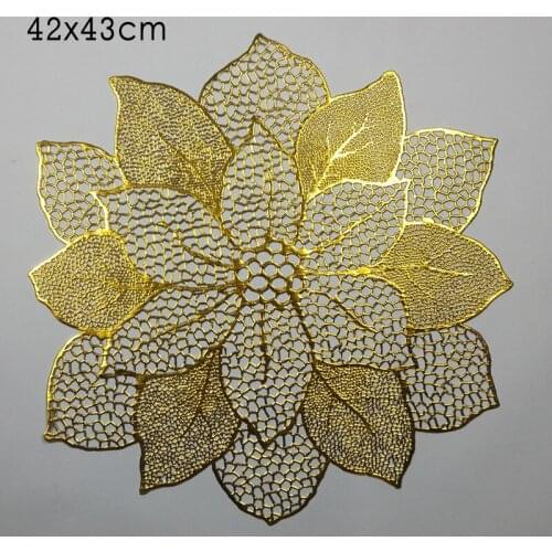 1pcs Western Food Cushion Kitchen Supplies Hollow Antislip Pure Color PVC Bronzing Lotus Flower For Restaurant
