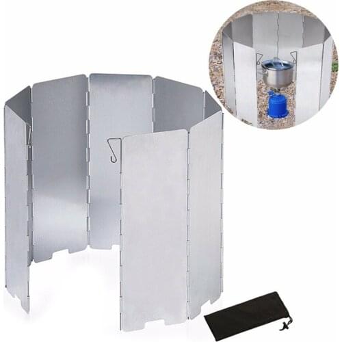 ZK30 9 Plate Foldable Aluminum Outdoor Stove Wind Shield Gas Burner Windshield Wind Protector Picnic Camping Stove Windscreen