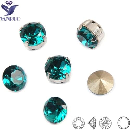 1357 Brilliant Cut Blue Zircon Rhinestones For Crafts Banding Sewing Glass Crystal Dress Sew On Stones For Clothes