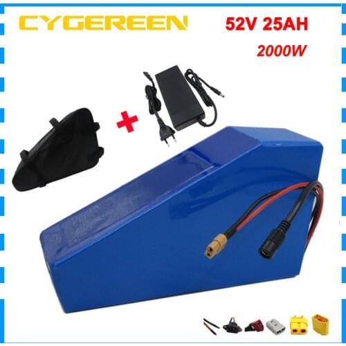2000W 52V 25AH Triangle battery 14S 52 V EBIKE bateria 1000W 51.8V 20AH lithium batteries pack 35E 18650 cell 50A BMS 5A Charger
