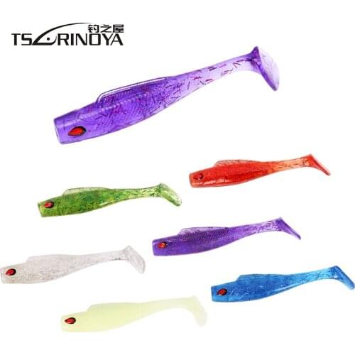 TSURINOYA 5pcs/lot Soft Baits 80mm/4.8g Fishing Lure T tail Silicone Bass Bait Isca Artificial Para Pesca Souple Peche Wobbler
