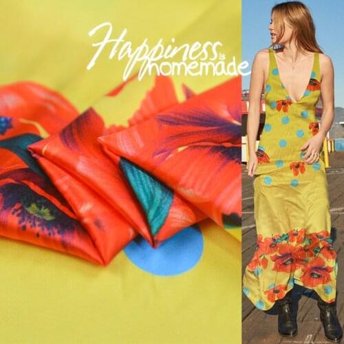 Brilliant Flower Silk Elastic Satin Wide Shirt Fabric Positioning Design