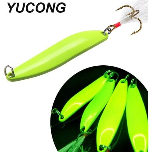 YUCONG 50PCS Metal Spinnerbaits 5-7-10-13g Luminous Spoon Fishing Lures Glow Hard Bait Sequins Trolling Spinner Jig Pesca Isca