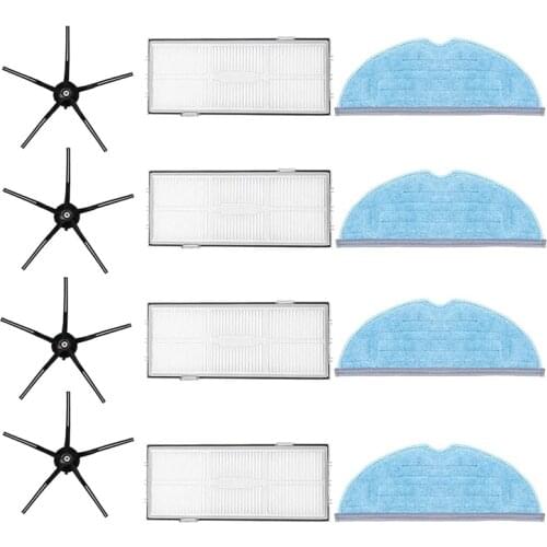 12Pcs Accessories For Xiaomi Roborock S7 Vacuum Cleaner Parts, 4 Hepa Filter, 4 Black Side Brush, 4 Mop Cloth Pads
