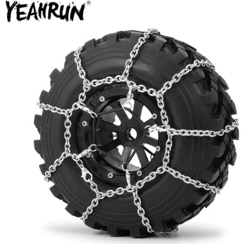 1/2Pair Wheels Tire Chains Anti-skid Chains 130mm Metal Snow Chain for 1/10 RC Crawler TRX4 Tire Accessories