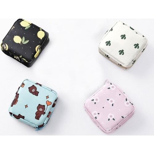 1PCS Mini Makeup Bags Zipper Girl Sanitary Pad Bag Card Holder Coin Purse Cosmetics Headphone Case Sanitary Pouch