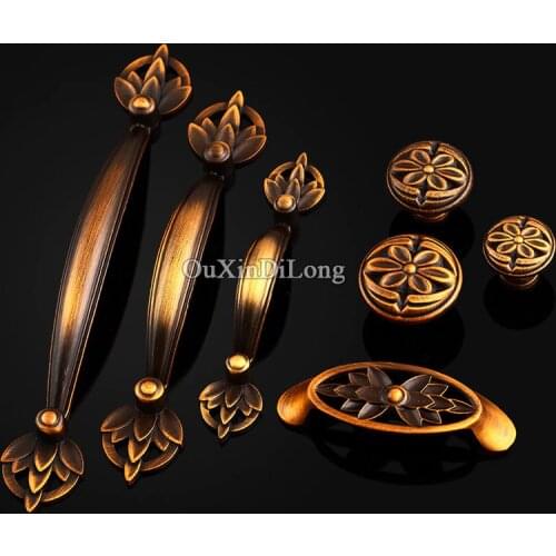 European Style 10PCS Zinc Alloy Furniture Handles Antique Retro Cupboard Wardrobe Drawer Kitchen Cabinet Door Handles and Knobs
