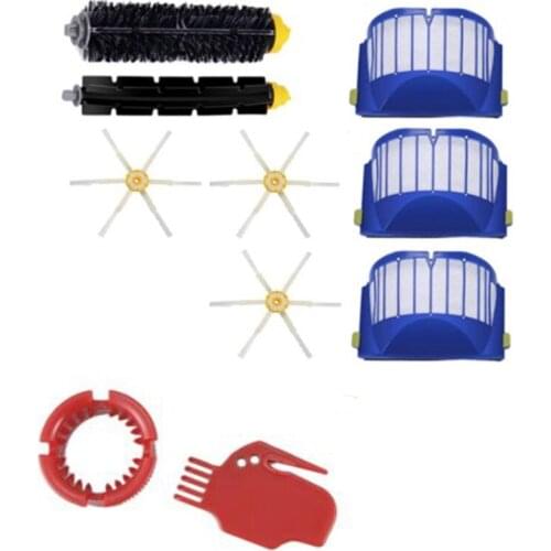 Compatible For Irobot Roomba 600 Serie,610 620 625 630 650 660 Bristle&Flexible Beater 3-Armed Brush Filters Kit 10 PCS
