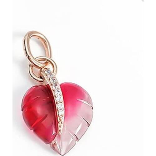 100% 925 Sterling Silver Charm New Rose Gold Glazed Falling Leaf Pendant Fit Pandora Women Bracelet & Necklace Diy Jewelry