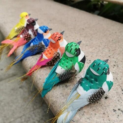 12PCS,Artificial Mini foam Decorative Birds with Foot,Real Feather Birds for Wedding Party Birthday Decoration,Home Gardon decor