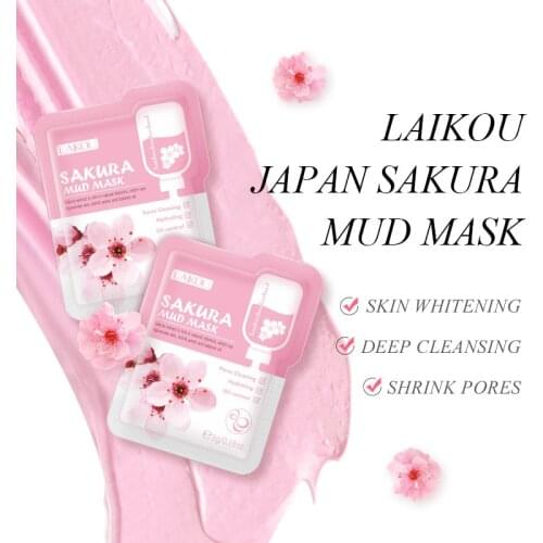 12pcs Sakura Mud Face mask Remove Dark Circle Fine lines Skin Care Deep Clean Whitening Anti Acne Remove Blackheads Skin Hydrate